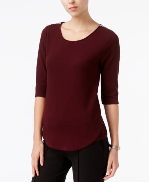 Bar Iii Zip-detail Crepe Shirt, Created For Macy's