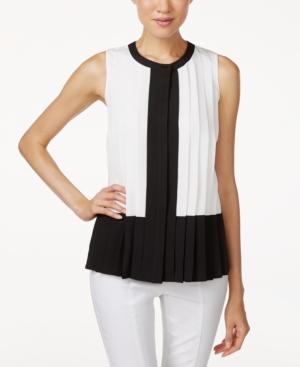 Calvin Klein Pleated Colorblocked Blouse