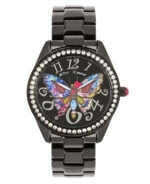 Betsey Johnson Multi-colored Butterfly Motif Dial Black Watch