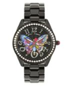 Betsey Johnson Multi-colored Butterfly Motif Dial Black Watch