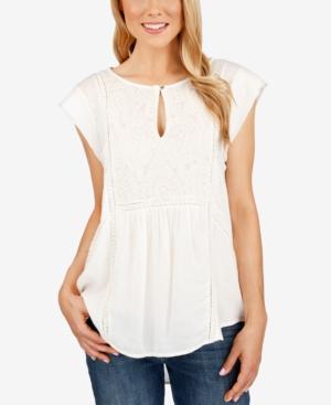 Lucky Brand Cap-sleeve Mixed-media Top
