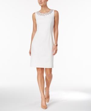 Ivanka Trump Grommet Neck Sheath Dress