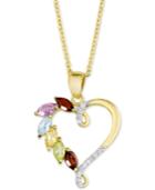 Multi-gemstone (9/10 Ct. T.w.) & Diamond Accent Heart 18 Pendant Necklace In 18k Gold-plated Sterling Silver
