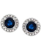 Sapphire (5/8 Ct. T.w.) & Diamond (1/10 Ct. T.w.) Stud Earrings In 14k White Gold