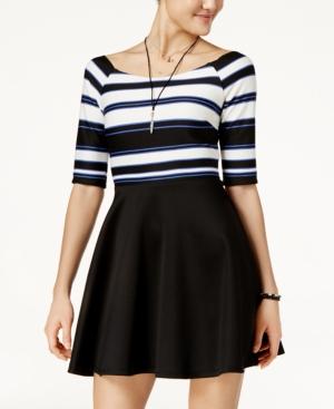 Crystal Doll Juniors' Striped Scuba Skater Dress