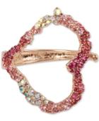 Betsey Johnson Rose Gold-tone Pink Stone Heart Cuff Bracelet