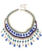 M. Haskell For Inc Gold-tone Blue Beaded Woven Statement Necklace, Only At Macy's