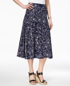 Jm Collection Printed Jacquard Midi Skirt, Created For Macy's