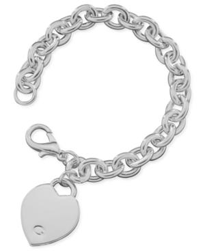 Guess Bracelet, Polished Silver-tone Heart