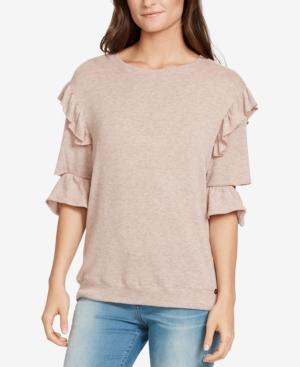 William Rast Ruffled Cutout-sleeve Sweatshirt