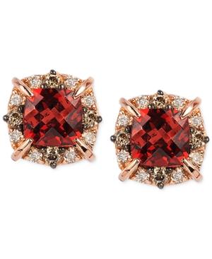 Le Vian Petite Collection Garnet (1-3/8 Ct. T.w.) And Diamond (1/4 Ct. T.w.) Stud Earrings In 14k Rose Gold, Only At Macy's