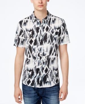 Guess Men's Chalk Graffiti-print Cotton Shirt