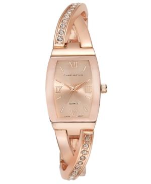 Charter Club Women's Rose Gold-tone Twisted Pave Bangle Bracelet Watch 20mm 17291, Only At Macy's