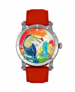 Bertha Quartz Gisele Collection Silver And Orange Leather Watch 38mm