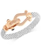 Diamond Dew Drop Mesh Horseshoe Bracelet (5/8 Ct. T.w.) In Sterling Silver And 14k Rose Gold-plate