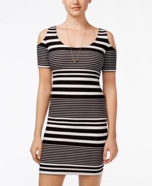 Planet Gold Juniors' Printed Cold-shoulder Bodycon Dress