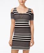 Planet Gold Juniors' Printed Cold-shoulder Bodycon Dress