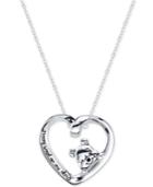 Disney Heart Pooh Pendant Necklace In Sterling Silver