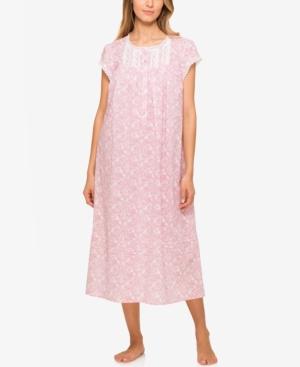 Eileen West Lace-trimmed Printed Ballet-length Nightgown