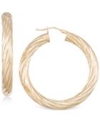 Textured Twist Hoop Earrings In 14k Gold