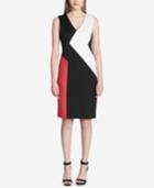 Calvin Klein V-neck Colorblocked Sheath Dress
