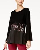 Alfani Embellished Contrast Sweater, Created For Macy's