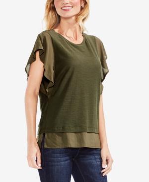 Vince Camuto Contrast Flutter-sleeve Top