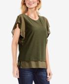 Vince Camuto Contrast Flutter-sleeve Top