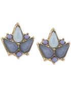 Carolee Gold-tone Blue Bead Stud Earrings