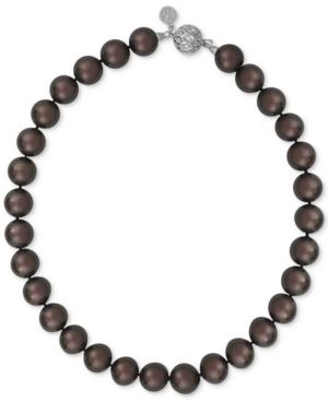 Majorica Silver-tone Dark Imitation Pearl Collar Necklace