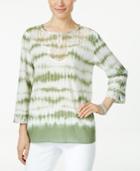 Alfred Dunner Petite Tie-dyed Lace-trim Tunic