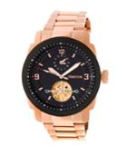 Heritor Automatic Helmsley Rose Gold & Black Stainless Steel Watches 45mm