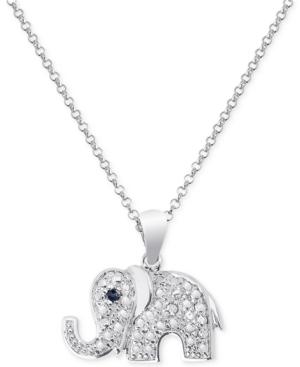 Black Diamond Accent Elephant Necklace In Sterling Silver