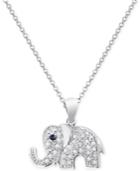 Black Diamond Accent Elephant Necklace In Sterling Silver