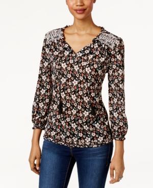 Style & Co Printed Embroidered Top, Only At Macy's