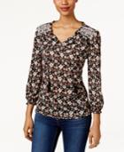 Style & Co Printed Embroidered Top, Only At Macy's
