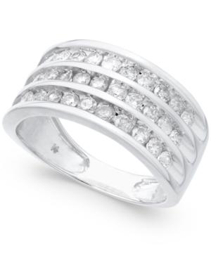 Diamond Three-row Statement Ring (1 Ct. T.w.) In 14k White Gold