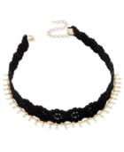 Inc International Concepts Gold-tone Faux Leather And Chain Choker Necklace, Created For Macy's