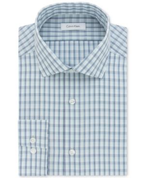 Calvin Klein Men's Steel Classic/regular Fit Performance Lake Check Dress Shirt