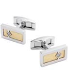 Diamond Accent Cufflinks In Stainless Steel And 18k Gold