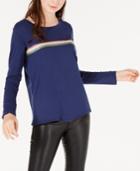 Material Girl Juniors' Striped Twist-front Top, Created For Macy's