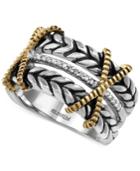Balissima By Effy Diamond Vintage-look Ring (1/10 Ct. T.w.) In Sterling Silver And 18k Gold