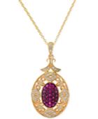 Effy Ruby (1/5 Ct. T.w.) And Diamond (1/6 Ct. T.w.) Pendant Necklace In 14k Gold