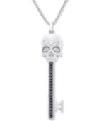 Men's Black Diamond (1/4 Ct. T.w.) Skull Key 22 Pendant Necklace In Sterling Silver & Black Rhodium