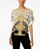 Jm Collection Petite Printed Butterfly-sleeve Tunic, Only At Macy's