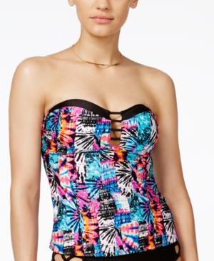 Jessica Simpson Firework Tribal-print Cutout Tankini Top Women's Swimsuit