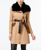 Via Spiga Faux-fur-collar Wool-blend Walker Coat, Only At Macy's