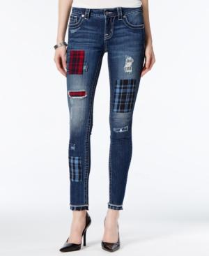 Miss Me Patchwork Blue Wash Skinny Jeans