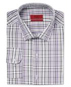 Alfani Men's Fitted Performance Purple Check Dress Shirt, Only At Macy's