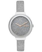 Dkny Women's Astoria Silver Glitter Leather Strap Watch 38mm, Created For Macy's